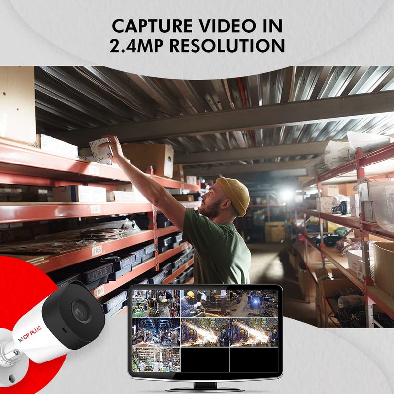 CP PLUS كاميرا أمان خارجية بالأشعة تحت الحمراء بدقة 2.4 ميجابكسل | عدسة ثابتة 3.6 مم | أقصى 25/30 إطار في الثانية عند 2.4 ميجابكسل | DWDR، نهار/ليل (ICR) | نطاق الأشعة تحت الحمراء 20 متر، الأشعة تحت الحمراء الذكية | دعم ميكروفون مدمج - CP-URC-TC24PL2C-V3 - Image 3