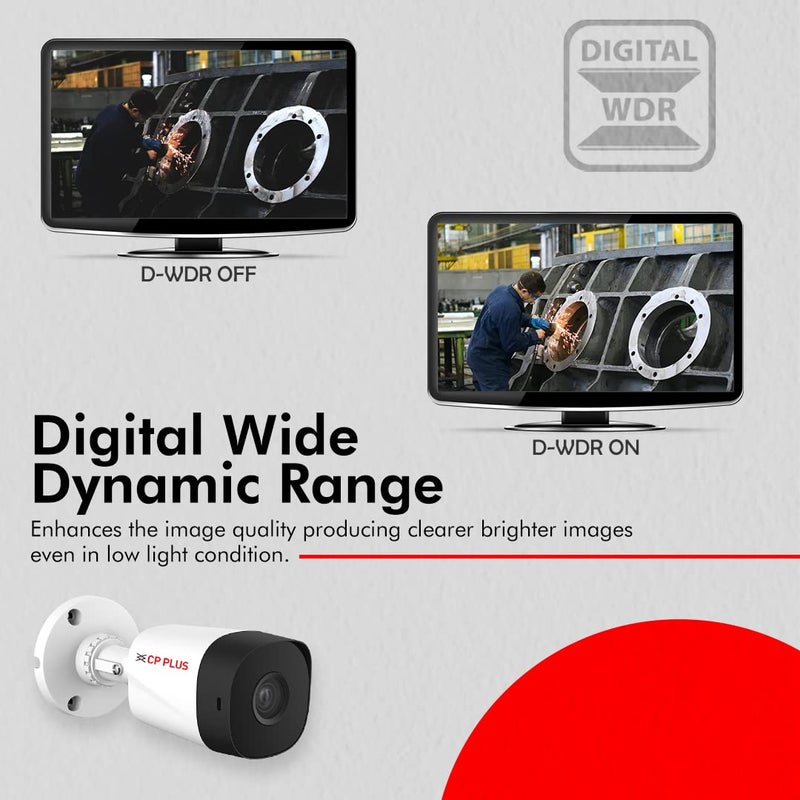 CP PLUS كاميرا أمان خارجية بالأشعة تحت الحمراء بدقة 2.4 ميجابكسل | عدسة ثابتة 3.6 مم | أقصى 25/30 إطار في الثانية عند 2.4 ميجابكسل | DWDR، نهار/ليل (ICR) | نطاق الأشعة تحت الحمراء 20 متر، الأشعة تحت الحمراء الذكية | دعم ميكروفون مدمج - CP-URC-TC24PL2C-V3 - Image 5