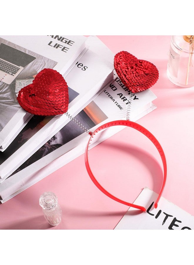 Lurrose Heart Headband Red Sequin Love-shaped Head Boppers Party Hair Accessoires for Holiday Festival - Image 2
