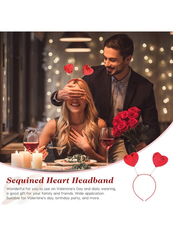 Lurrose Heart Headband Red Sequin Love-shaped Head Boppers Party Hair Accessoires for Holiday Festival - Image 4