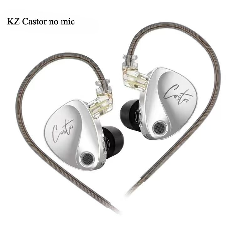 KZ Castor Bass HiFi Dual Dynamic Driver Wired Earphones Harman Tuning Noise Isolation IEM 2-Pin Detachable Cable, White - Image 1