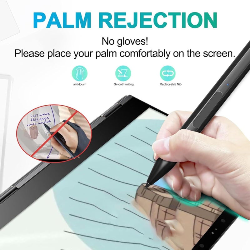 Active Tilt Rechargeable Stylus Pen 4096 Levels Pressure MPP 2 0 Palm Rejection Digital Tablet Black - Image 5