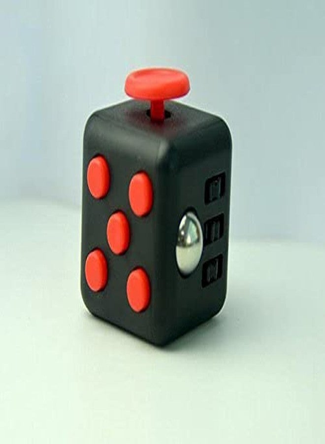 GS E-Com Desk toy, Stress toy, Attention toy and Focus toy. Fidget Cube help to Relieve Stress, for Adults and Children. Black with red Fidget Cube - Image 1