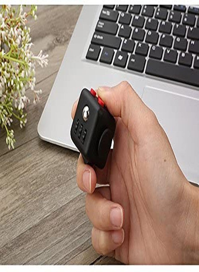GS E-Com Desk toy, Stress toy, Attention toy and Focus toy. Fidget Cube help to Relieve Stress, for Adults and Children. Black with red Fidget Cube - Image 3