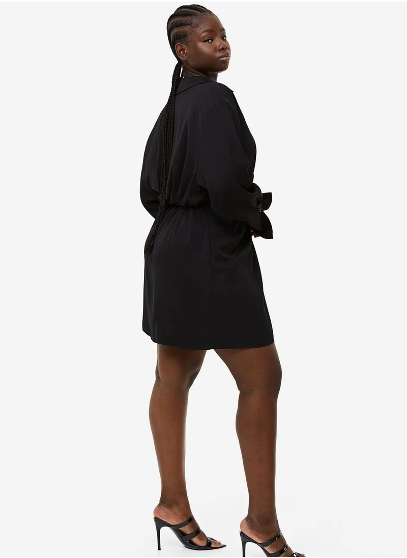 H&M Polo Neck Front Twist Shirt Dress