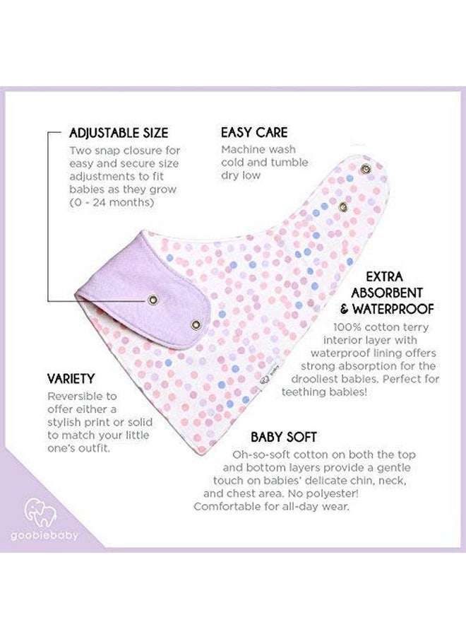 Goobie Baby - Reversible & Waterproof Cotton Baby Bandana Drool Bibs For Girls With Adjustable Snaps Pack Of 4 Soft Absorbent Cute Modern Premium Bib Set For Teething Drooling (Pink) - Image 1