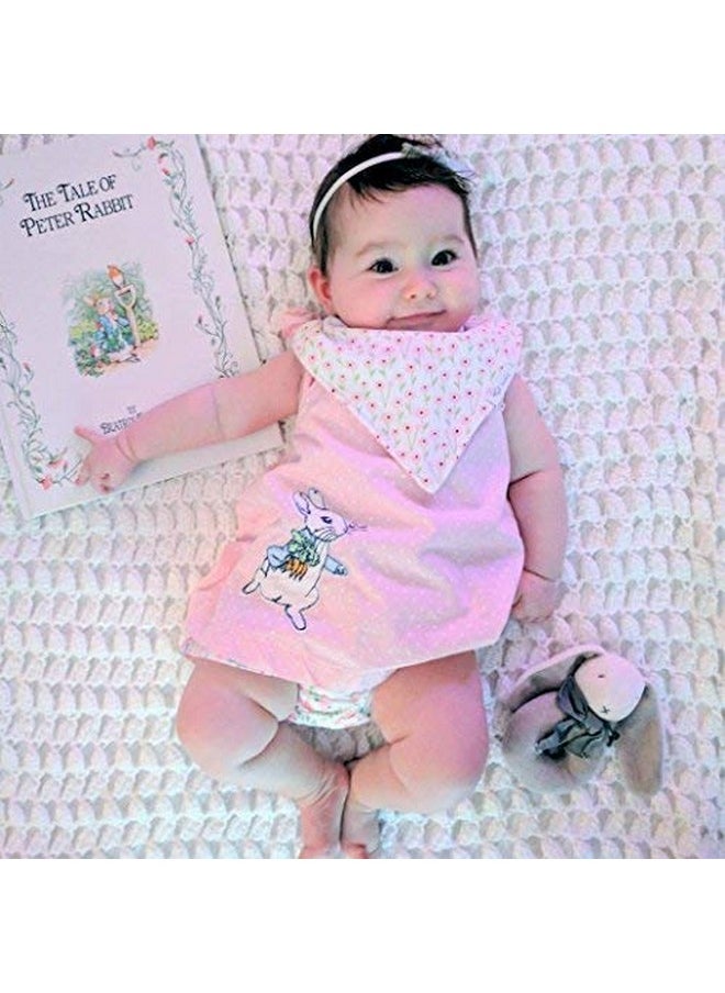 Goobie Baby - Reversible & Waterproof Cotton Baby Bandana Drool Bibs For Girls With Adjustable Snaps Pack Of 4 Soft Absorbent Cute Modern Premium Bib Set For Teething Drooling (Pink) - Image 1