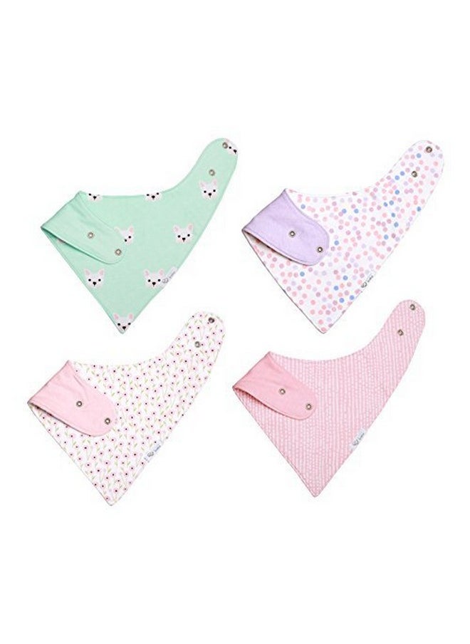 Goobie Baby - Reversible & Waterproof Cotton Baby Bandana Drool Bibs For Girls With Adjustable Snaps Pack Of 4 Soft Absorbent Cute Modern Premium Bib Set For Teething Drooling (Pink) - Image 1
