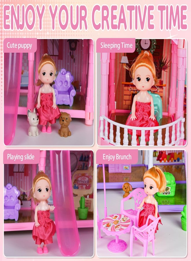 Seifar Doll House for Girls,10 Rooms Purple House Toy with Doll Figures, Puppies,Lights, Furnitures, Accessories, Kids Playhouse Gift for for 3 4 5 6 7 8 9 10 Year Old - Image 3