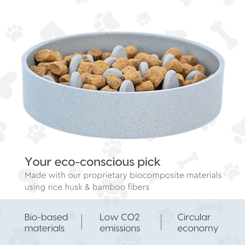 Eha Earth-Friendly Slow Feeder For Dogs|Dog Bowl Small|400 Ml|Pet Bowl Made With Rice Husk And Bamboo Fibers|Dog Food Bowl|1 Unit|Azure,15X15X4.5 Cm - Image 4