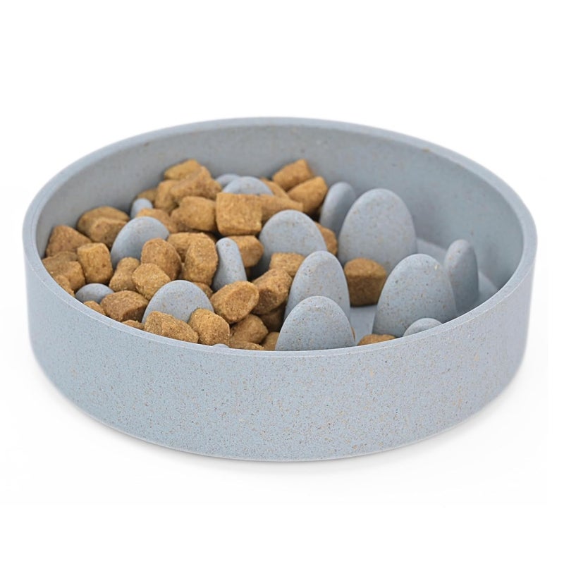 Eha Earth-Friendly Slow Feeder For Dogs|Dog Bowl Small|400 Ml|Pet Bowl Made With Rice Husk And Bamboo Fibers|Dog Food Bowl|1 Unit|Azure,15X15X4.5 Cm - Image 1
