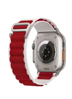 Dual Color Alpine Loop Nylon Replacement Band for Apple Watch Ultra Series 8 49mm 45mm 44mm 42mm - White/Maroon