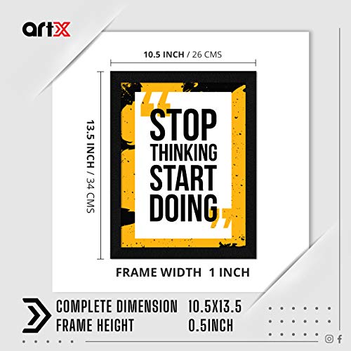 ArtX Paper Inspirational Quote Stop Thinking Start Doing Wall Frame Art Painting, Multicolor, Motivational, 10.5X13.5 in, Set of 1 - Image 2