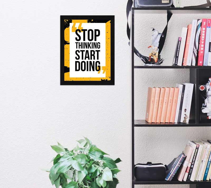 ArtX Paper Inspirational Quote Stop Thinking Start Doing Wall Frame Art Painting, Multicolor, Motivational, 10.5X13.5 in, Set of 1 - Image 3