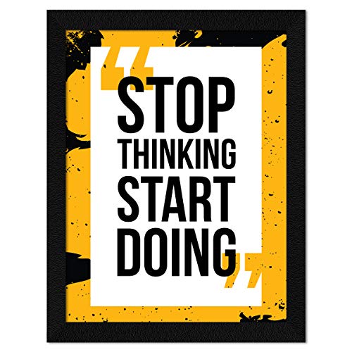 ArtX Paper Inspirational Quote Stop Thinking Start Doing Wall Frame Art Painting, Multicolor, Motivational, 10.5X13.5 in, Set of 1 - Image 1