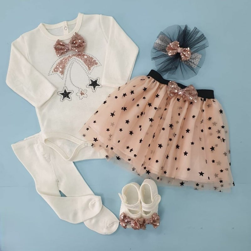 Furya Kids Tutu Dress Gift Special Day Newborn Mawlid Bowknot Stoned Baby Girl Birthday Gift