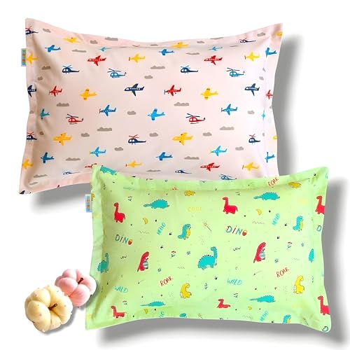 SAMSPIRE 100% Organic Cotton Kids Pillow Covers Only, Size 12X18 Inches, Suitable for Kids of 1 to 5 Year, Set of 2 (PCH-PST-Kid-Cov),Multicolour - Image 1