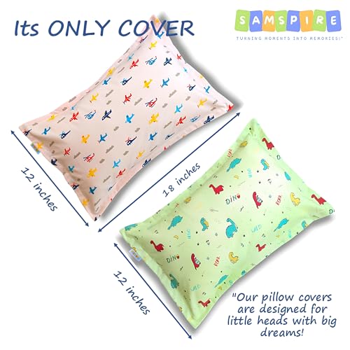 SAMSPIRE 100% Organic Cotton Kids Pillow Covers Only, Size 12X18 Inches, Suitable for Kids of 1 to 5 Year, Set of 2 (PCH-PST-Kid-Cov),Multicolour - Image 2