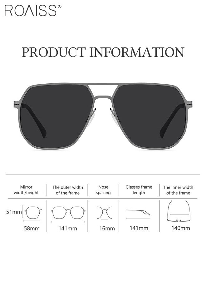 رويس نظارات شمسية رجالية مستقطبة للرجال، نظارات شمسية للرجال من نوع Aviator، نظارات شمسية واقية من الأشعة فوق البنفسجية 400 مع إطار من الفولاذ المقاوم للصدأ، نظارات شمسية عصرية مضادة للوهج للرجال للقيادة والصيد والغولف والسفر، 58 ملم - Image 3