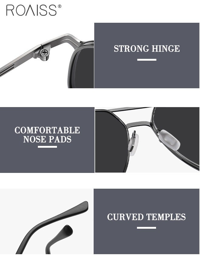 رويس نظارات شمسية رجالية مستقطبة للرجال، نظارات شمسية للرجال من نوع Aviator، نظارات شمسية واقية من الأشعة فوق البنفسجية 400 مع إطار من الفولاذ المقاوم للصدأ، نظارات شمسية عصرية مضادة للوهج للرجال للقيادة والصيد والغولف والسفر، 58 ملم - Image 4