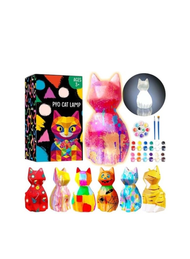 Maanys Painting Kit for kids,Cat Lamp DIY Arts & Crafts for Kids, Cute Cat Night Light, Fun, Creative Activity Kit Gift for Ages 4-12+ - Image 1