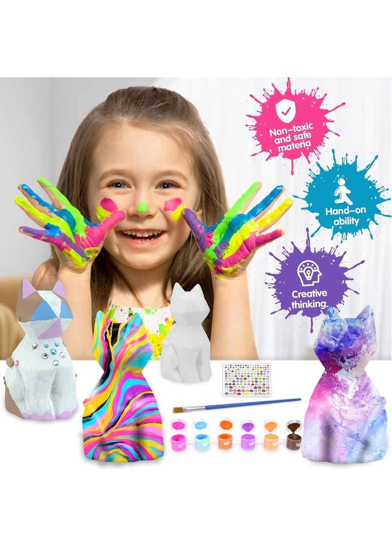 Maanys Painting Kit for kids,Cat Lamp DIY Arts & Crafts for Kids, Cute Cat Night Light, Fun, Creative Activity Kit Gift for Ages 4-12+ - Image 3