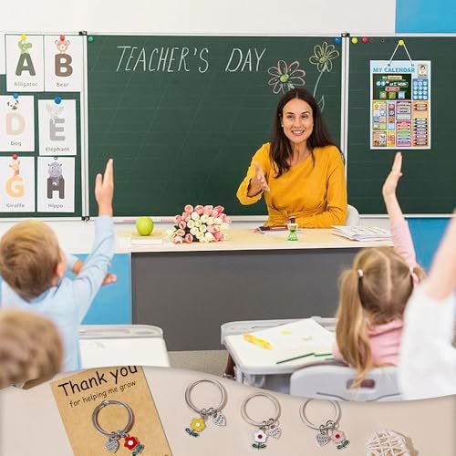 VERKUUY 6Pcs Teacher Appreciation Keychains Gifts In Bulk, Daycare End of Year Kindergarten Preschool Thank You Teacher Gifts - Image 3