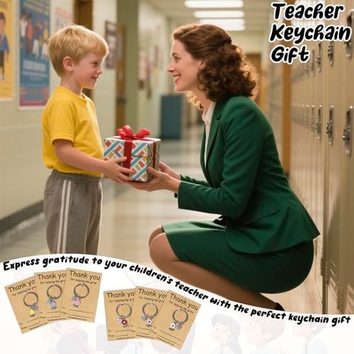 VERKUUY 6Pcs Teacher Appreciation Keychains Gifts In Bulk, Daycare End of Year Kindergarten Preschool Thank You Teacher Gifts - Image 2