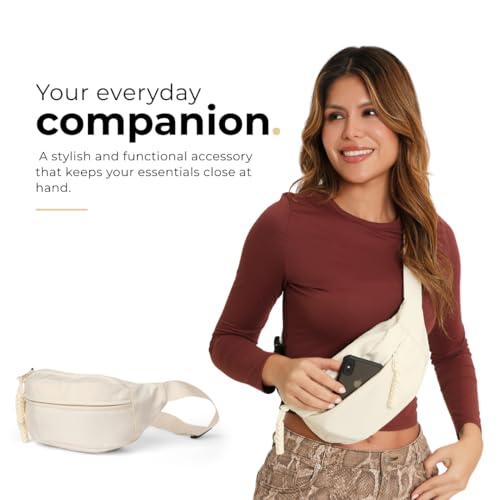 Tressential Waist Bag for Men Women | Cross Body Fanny Pack Sling Bag for Hiking, Travel, Camping, Outdoor Sports, Cycling | Money Belt with Adjustable Strap (White) - Image 3