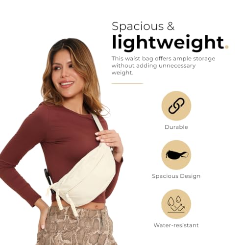 Tressential Waist Bag for Men Women | Cross Body Fanny Pack Sling Bag for Hiking, Travel, Camping, Outdoor Sports, Cycling | Money Belt with Adjustable Strap (White) - Image 2