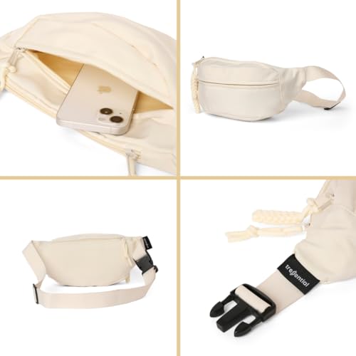 Tressential Waist Bag for Men Women | Cross Body Fanny Pack Sling Bag for Hiking, Travel, Camping, Outdoor Sports, Cycling | Money Belt with Adjustable Strap (White) - Image 5