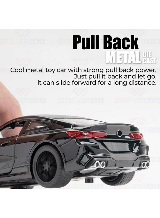 Wembley Pull Back M8 Die-Cast Model Car 1:32 Scale Metal Toy Vehicle with Openable Doors & Light Engine Sound - Realistic Collectible for Boys Kids 3+ Years & Above - Black - Image 4