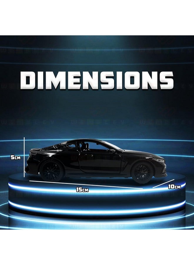 Wembley Pull Back M8 Die-Cast Model Car 1:32 Scale Metal Toy Vehicle with Openable Doors & Light Engine Sound - Realistic Collectible for Boys Kids 3+ Years & Above - Black - Image 3