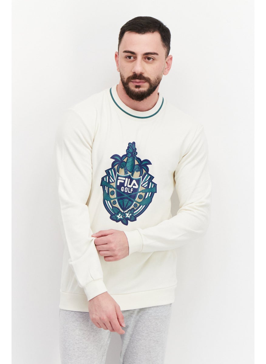 FILA Men Sportswear Fit Round Neck Long Sleeve Outdoor Sweatshirt, Beige  - Image 1
