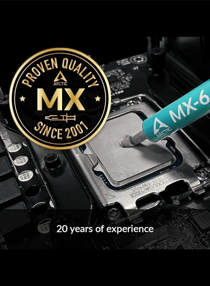 أركتيك عبوة من 3 قطع من شحم السيليكون MX-6 ذي التوصيل الحراري العالي، مخصص لوحدة المعالجة المركزية (CPU) وبطاقات الرسومات في أجهزة الكمبيوتر، يتميز بقدرة عالية على التوصيل الحراري وتبديد الحرارة - Image 4