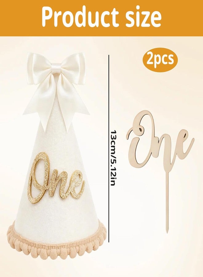 CZFSWT 2Pcs First Birthday Hat Set, 1st Birthdays Hat, First Birthday Crown Suitable for Photo Props, Family Gatherings, Outdoor Celebrations - Image 2