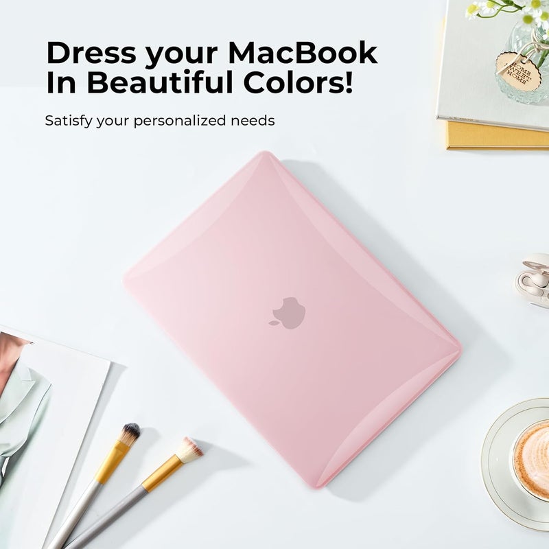 Eoocoo غطاء EooCoo متوافق مع ماك بوك إير 13.3 بوصة 2021 2020 2019 2018 إصدار، M1 A2337 A2179 A1932 مع شاشة ريتينا وTouch ID، غطاء صلب لجهاز M1 Air 13، سطح لامع ناعم، وردي كريستالي - Image 3