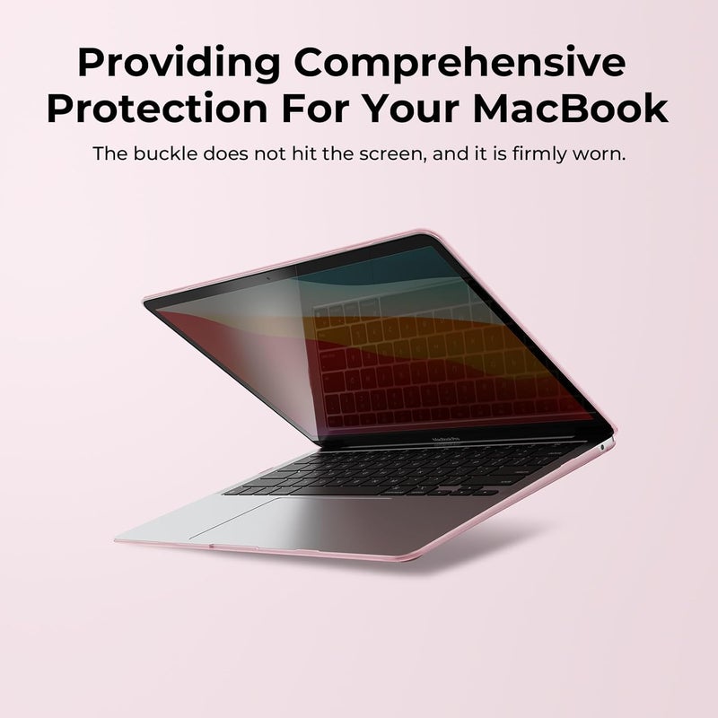 Eoocoo غطاء EooCoo متوافق مع ماك بوك إير 13.3 بوصة 2021 2020 2019 2018 إصدار، M1 A2337 A2179 A1932 مع شاشة ريتينا وTouch ID، غطاء صلب لجهاز M1 Air 13، سطح لامع ناعم، وردي كريستالي - Image 4