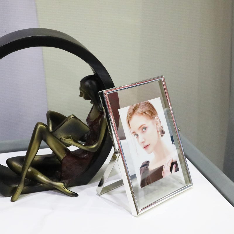 أهاجو Ahago Silver Floating Frame (4 "" "x6" "عمودي) للصورة 3.5x5 2x3 1x2 على الطاولة على الطاولة إطار صورة هدية راقية لمهرجان الزفاف أو المكتب د؟ - Image 5