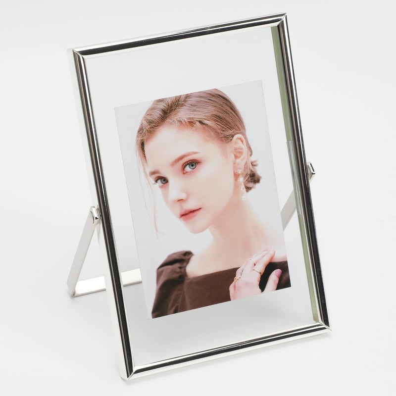 أهاجو Ahago Silver Floating Frame (4 "" "x6" "عمودي) للصورة 3.5x5 2x3 1x2 على الطاولة على الطاولة إطار صورة هدية راقية لمهرجان الزفاف أو المكتب د؟ - Image 1