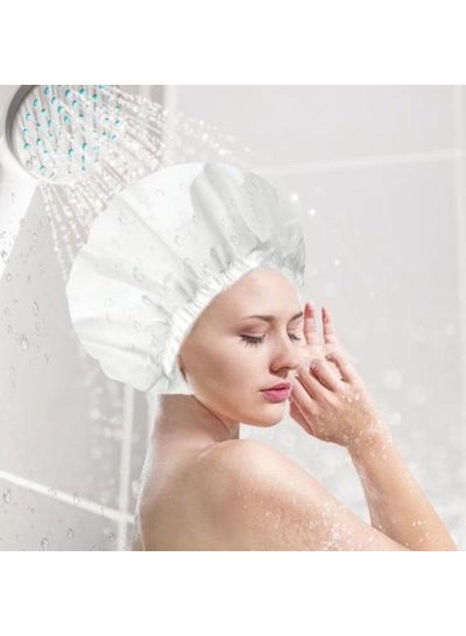 Women's Hair Drying Cap High Elastic Band Double Layers Lightweight Reusable Waterproof Shower Cap Excellent Water Absorption - Image 4