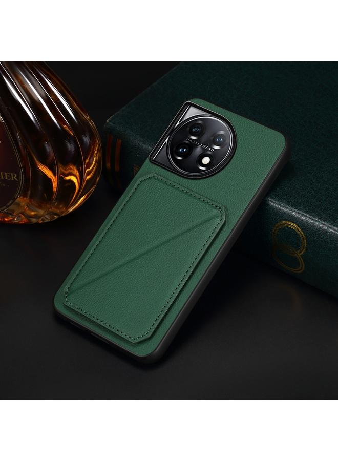 اس-توب جراب لهاتف OnePlus 11 D04 مصنوع من جلد العجل مع حامل مزدوج للبطاقات - Image 2