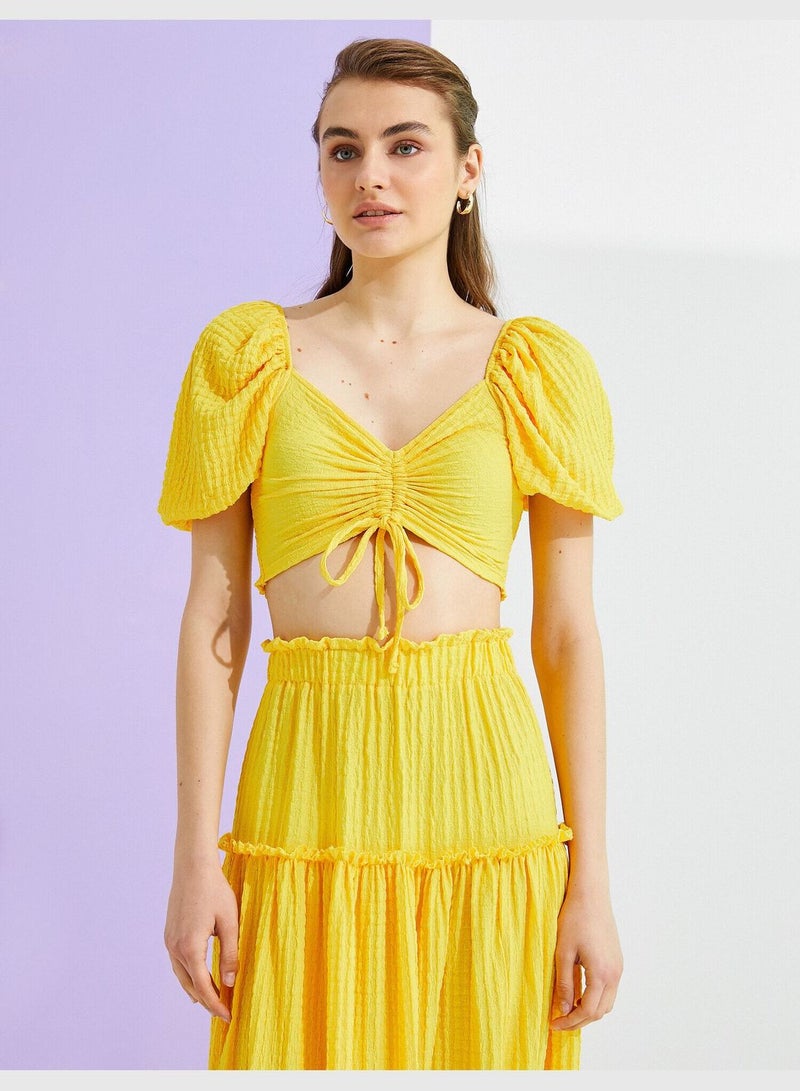 KOTON Crop T-Shirt Gathered - Image 3