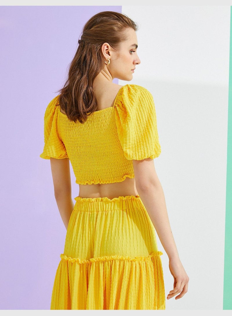 KOTON Crop T-Shirt Gathered - Image 4