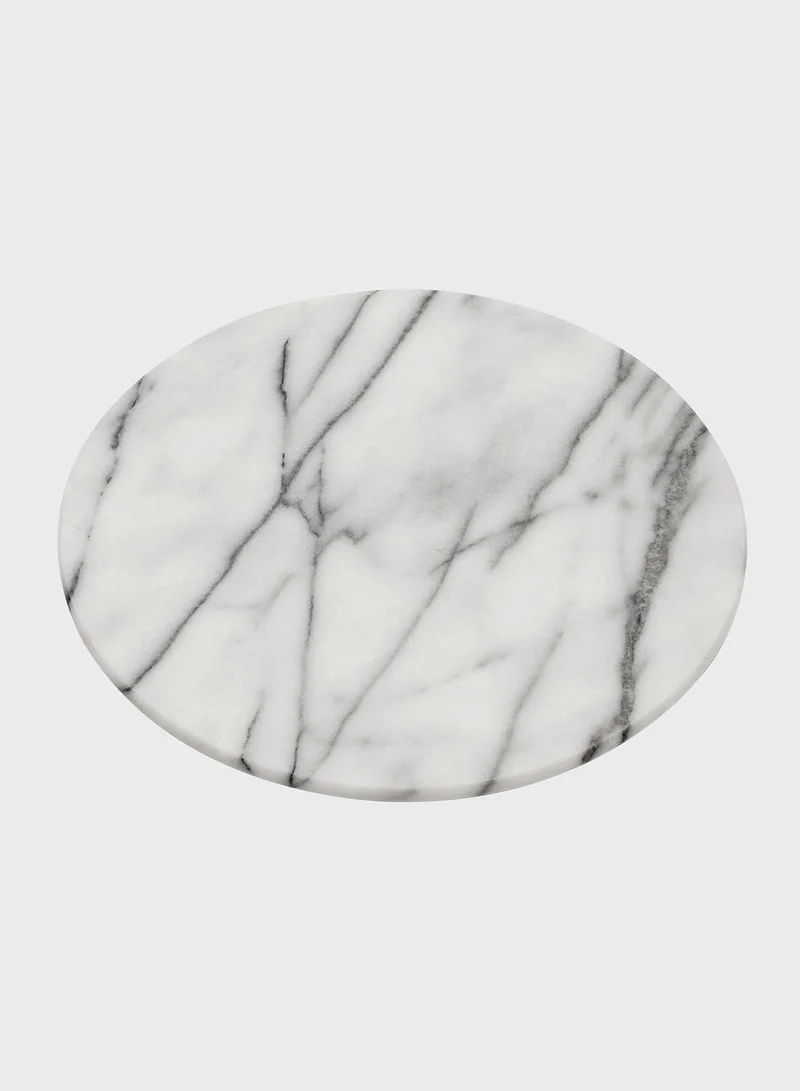 Premier White Marble Lazy Suzan Tray