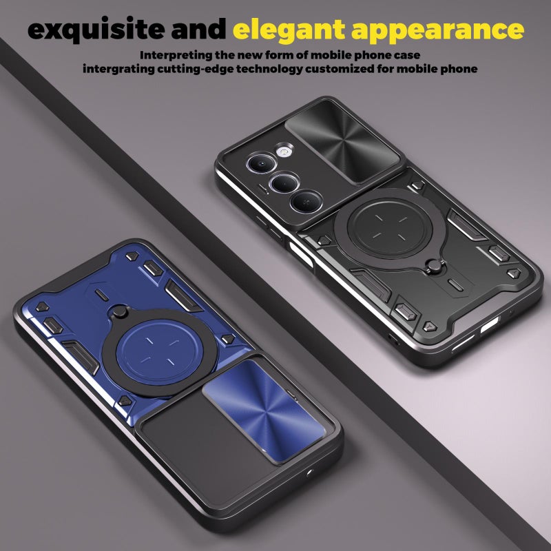 إيروريكس جراب هاتف Redmi 15 5G / 4G EU 171 مم CD Texture Sliding Camshield حامل مغناطيسي (فضي) - Image 2