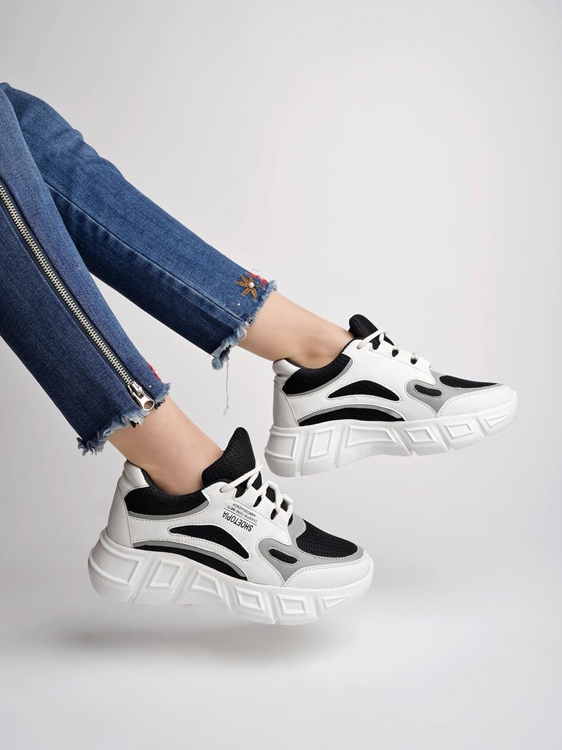 Shoetopia Casual Sporty Look Black Sneakers for Women & Girls /UK7 - Image 4
