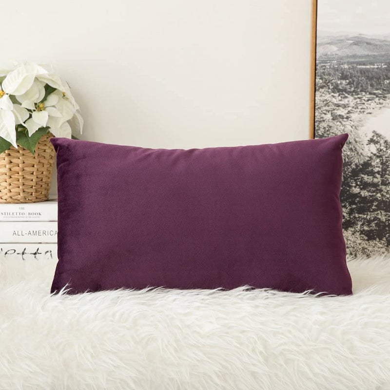 Khooti Velvet Cushion Cover, 8X12 Inches/20X30 Cm | Wine | Pack of 1 | Solid Plain Soft & Smooth, Decorative Cushion Covers for Living Room, Bedroom, Couches, Chairs, Sofas, Beds & Home Decor - Image 5