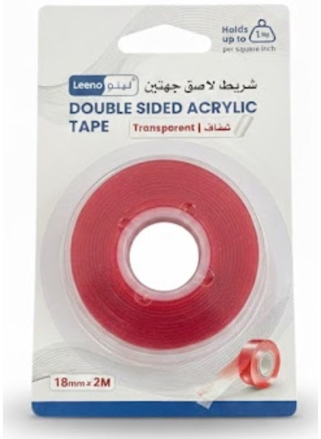 LEENO Transparent double-sided adhesive tape 2m × 18mm