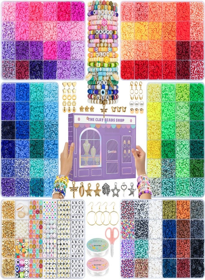 Sunlode 25000Pcs Clay Beads Bracelets Making Kit for Girls, 6 Boxes Beads for Jewelry Making Charms for Jewelry Making Kit Friendship Bracelet Kit Teen Girl Gifts Trendy Stuff Letter Beads Craft Adult - Image 1